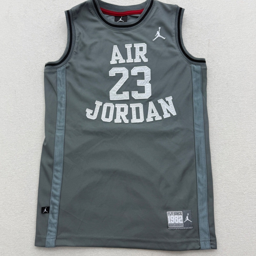 Jordan Basketball Jersey Kids L Large‎ Grey Air 23 Sleeveless Mesh MJ